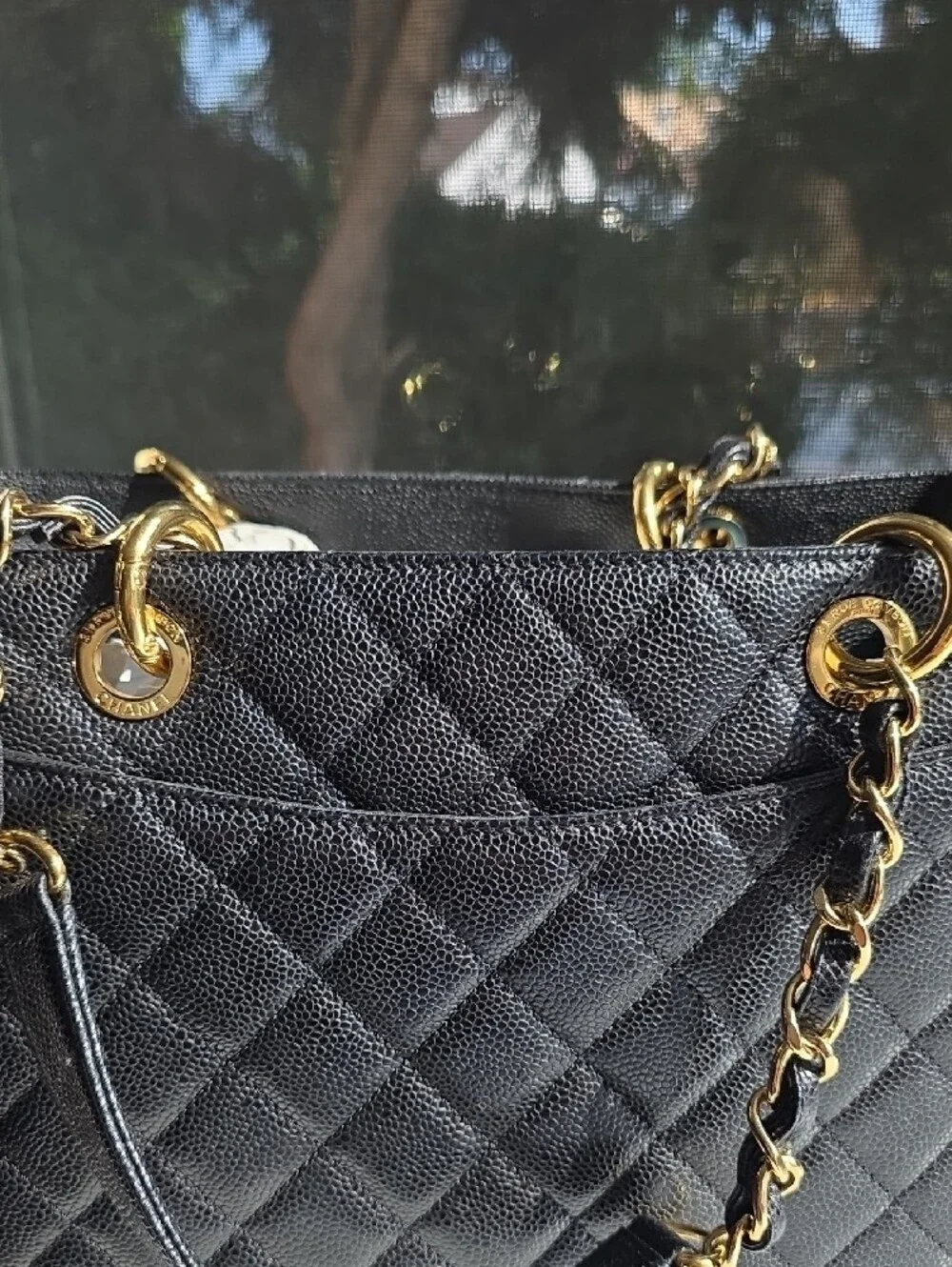 Excellent Chanel GST Grand Shopping Black Caviar Leather Tote & Gold Hardware